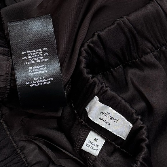 Wilfred Aritzia Chocolate Brown Satin Wide Leg Pants Luxury Old Money M - Picture 7 of 11